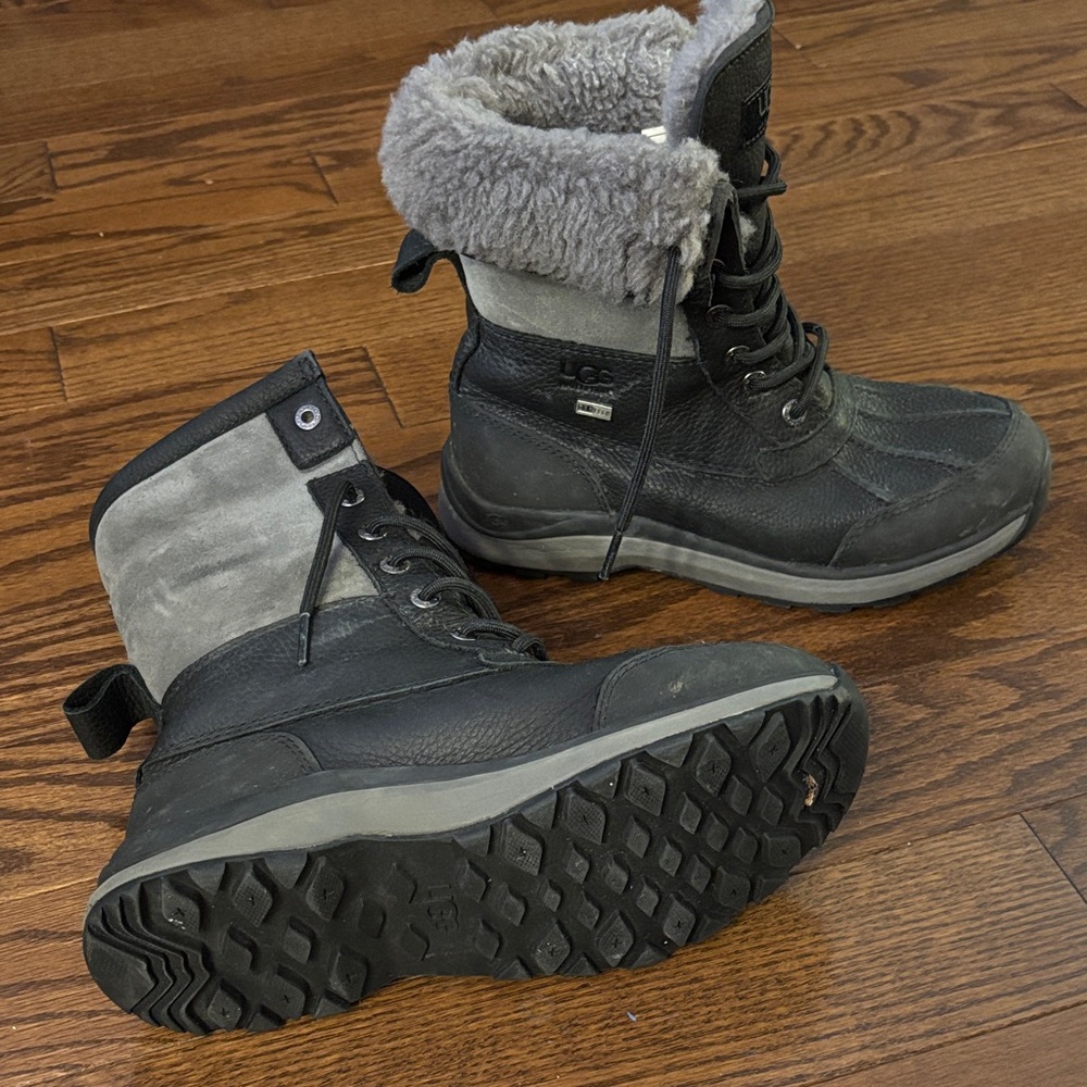 UGG Black and Gray Fur-Lined Boots
